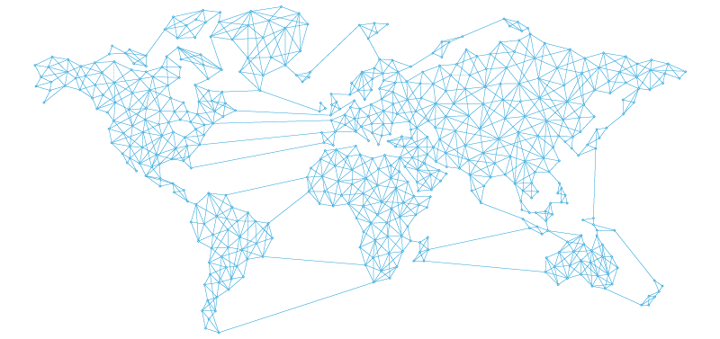 map of the world with connections